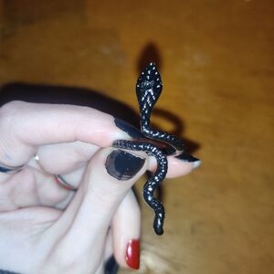 Gothic Black Snake Size 7 Metal Cuff Ring